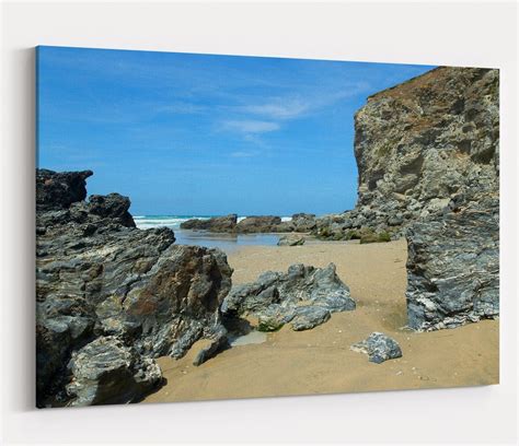 Eroding rock cliffs, Porthtowan beach Cornwall Canvas Print | Personalized Canvas Print | Art Fever