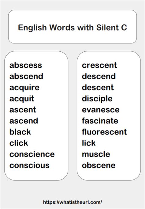 English Words with Silent C - Your Home Teacher