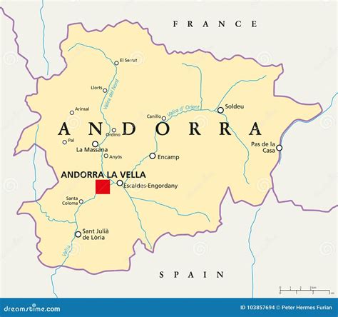 Andorra Political Map stock vector. Illustration of atlas - 103857694