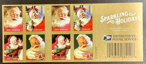 5335b Christmas Sparkling Holidays Santas Pane of 20 Forever stamps FV ...