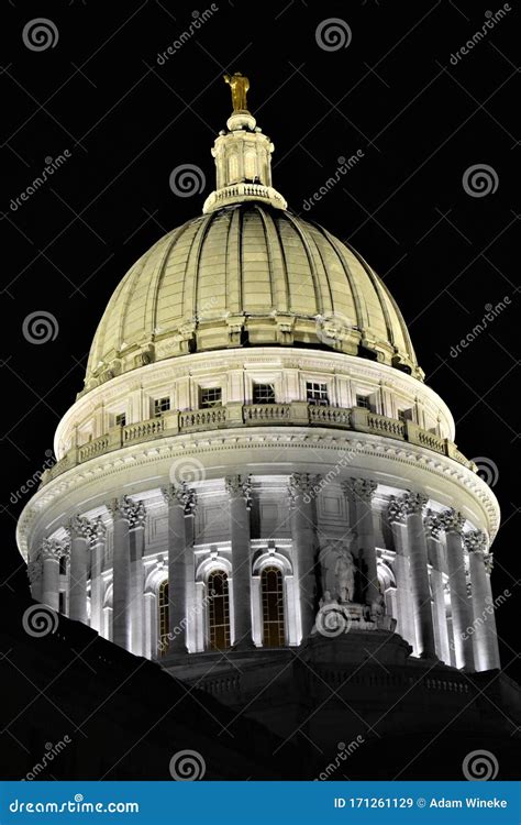 Close Up View of WI State Capitol Dome and Statue Wisconsin Stock Image ...