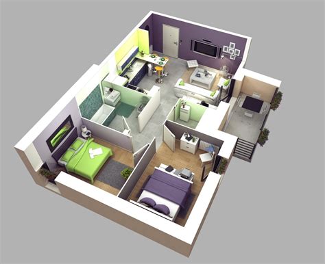 Planos de apartamentos en 3D, diseños modernos | Construye Hogar