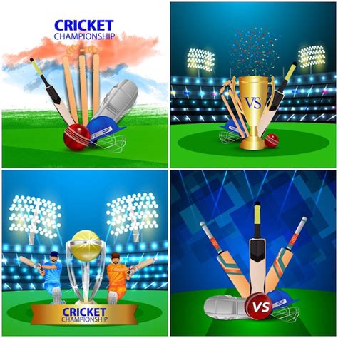 Premium Vector | Cricket match background collection