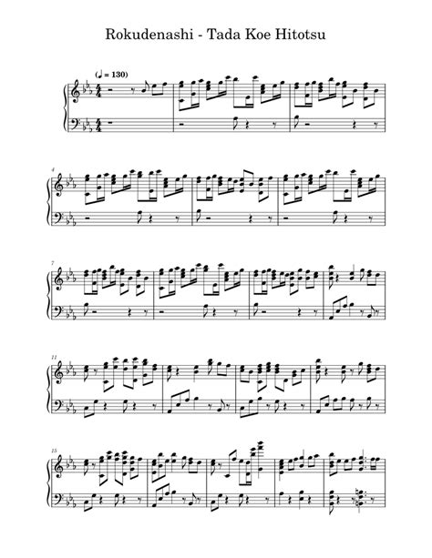 Tada Koe Hitotsu – ロクデナシ Sheet music for Piano (Solo) | Musescore.com