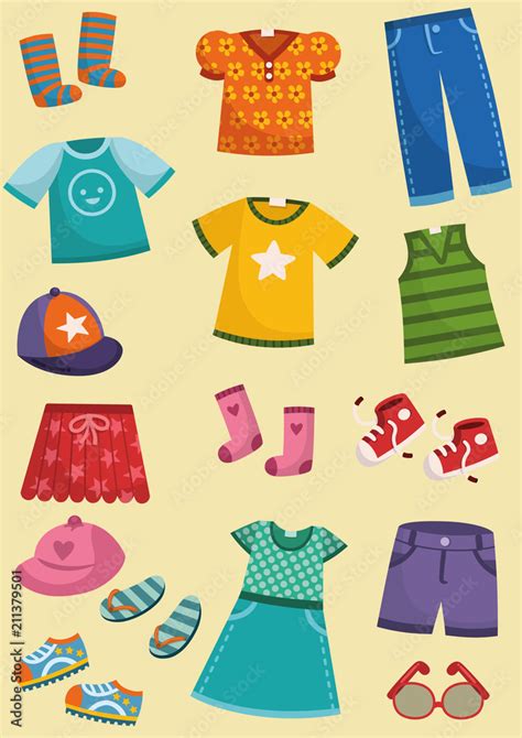 Vector illustration of kids clothing set. Stock Vector | Adobe Stock