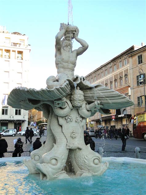 Triton Fountain by Gian Lorenzo Bernini located in the Piazza Barberini ...