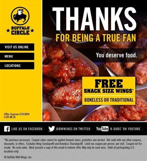 Buffalo Wild Wings coupon for Free Wings http://www.pinterest.com/AnnaCoupons/buffalo-wild-wings ...