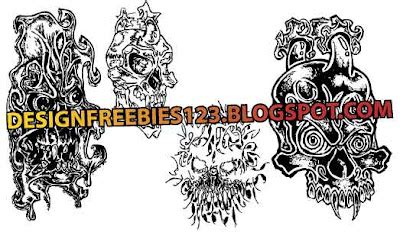 Design Freebies 123: 4 Killer Tattoo Style Skull Vector Set - Free Download