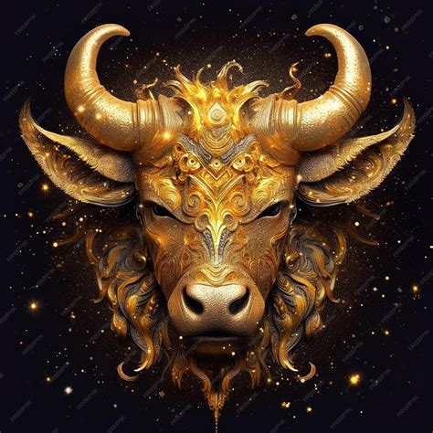 Premium AI Image | Zodiac sign of Taurus fantasy golden bull on night ...