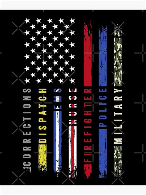 "First Responders Hero Flag USA Thin Line Salute" Poster by SuckerHug ...