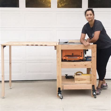 DIY Table Saw Stand With Folding Outfeed Table | Portable table saw, Diy table saw, Table saw ...