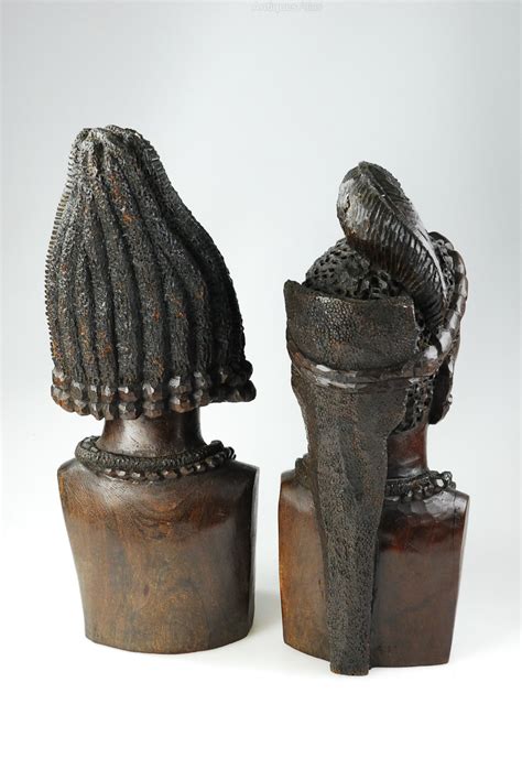 Antiques Atlas - PAIR LARGE AFRICAN TRIBAL BUST SCULPTURES HEADS