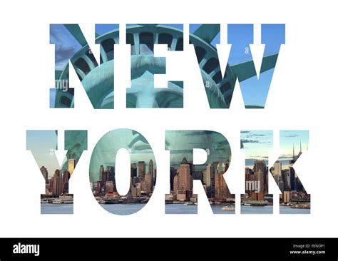 New York city name - USA travel destination sign on white background Stock Photo - Alamy