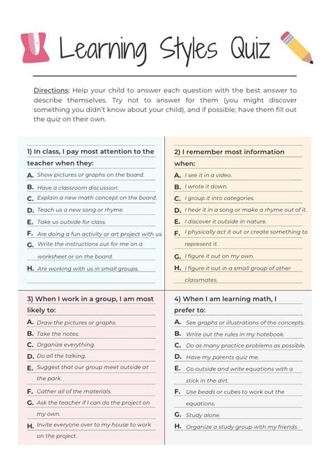 Free Learning Styles Quiz: Know your child’s learning style to make homeschooling a breeze! – El ...