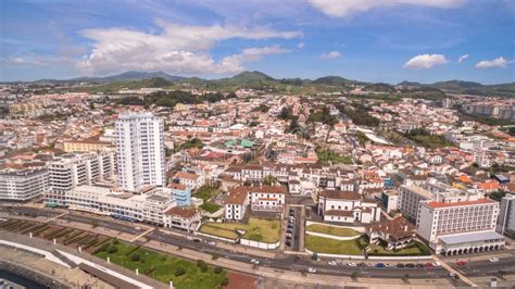 Panoramic View of Ponta Delgada, Azores, Portugal at Morning Aerial View Stock Photo - Image of ...