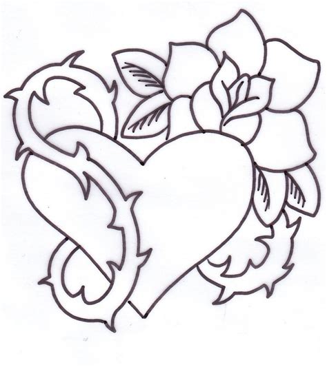 Heart Tattoos Designs, Ideas and Meaning | Roses drawing, Flower drawing, Heart coloring pages