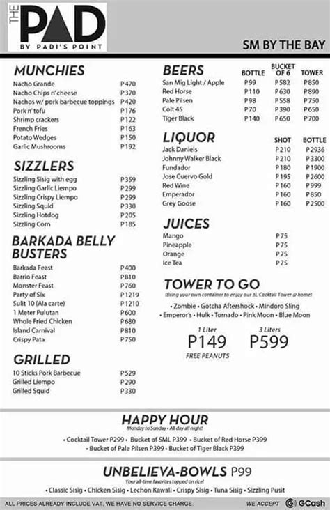 The Pad by Padi's Point menu price 2022-2023 near SM by the Bay in Pasay | YummyAdvisor