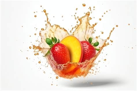 Premium AI Image | strawberry juice splash white background details