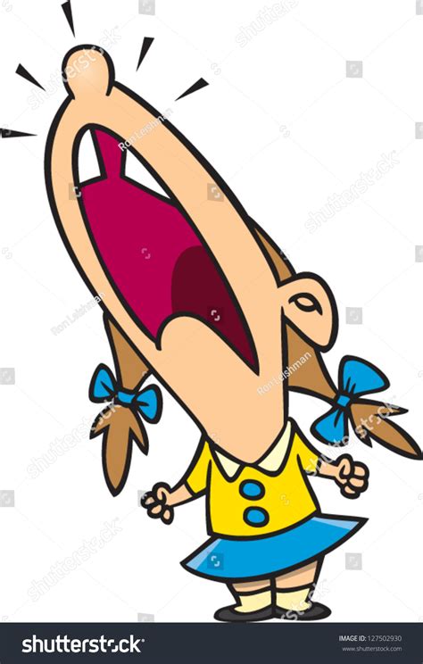 A Vector Illustration Of Cartoon Girl Screaming - 127502930 : Shutterstock