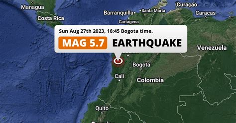 On Sunday Afternoon a Shallow M5.7 Earthquake struck near Quibdó in ...