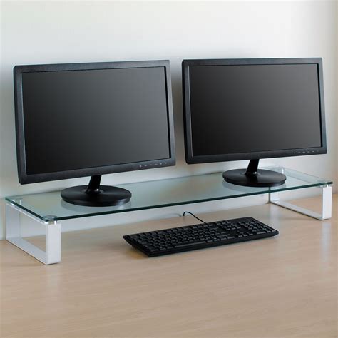 X Large Double Monitor Riser Stand PC/iMac Screen TV Display Shelf ...