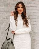 Snow Peak Cable Knit Sweater Dress - Cream – InsStreet