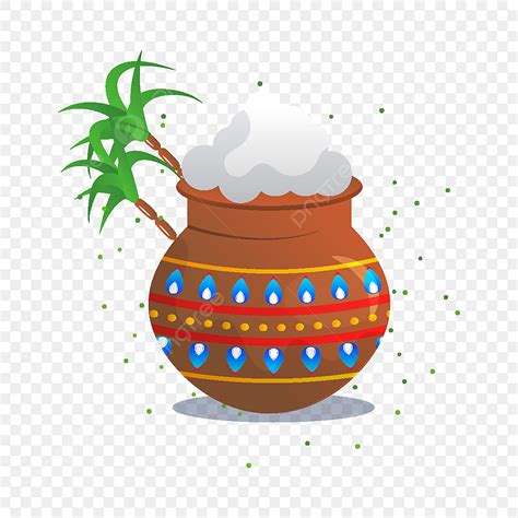 Pongal Pot Clipart Transparent Background, Pot With Decorations Happy ...