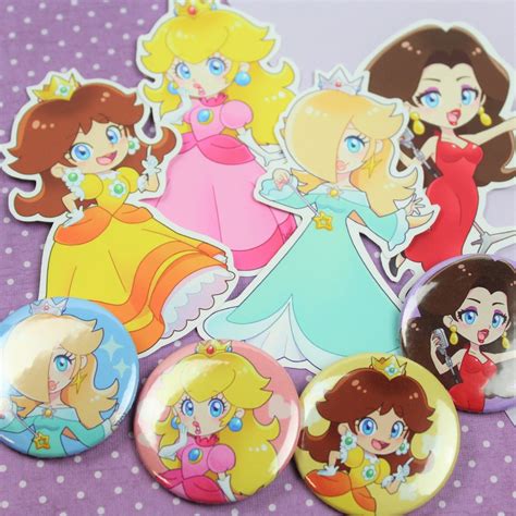 Princess Peach Daisy Rosalina Pauline Fan Art Sticker Button Badge Pin - Etsy Australia