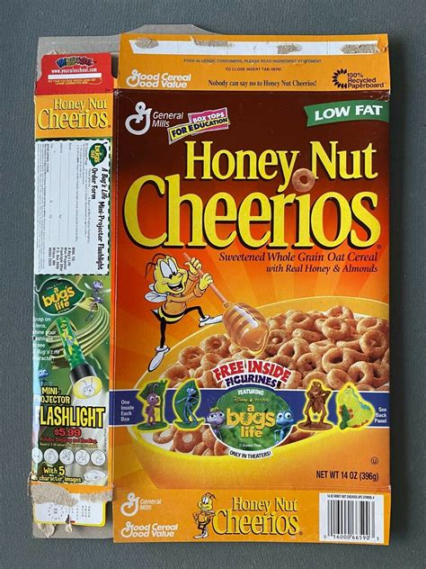General Mills Honey Nut Cheerios cereal box w/a bugs life figurine from ...