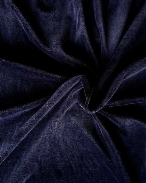 Dark Navy Blue Organic Cotton Velours Fabric. Solid Dark Blue Fabric by ...