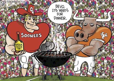 Bruce Plante Cartoon: Oklahoma Sooners vs. Texas Longhorns | Sooners, Oklahoma sooners, Texas ...