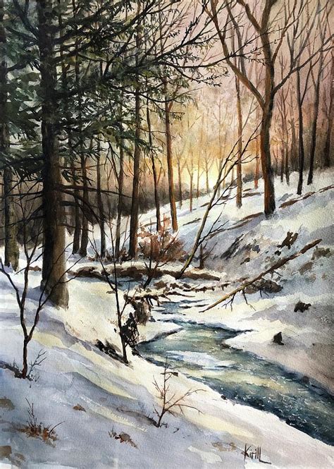 Frozen Woodland Watercolor Painting by Always Wandering Art - Fine Art America