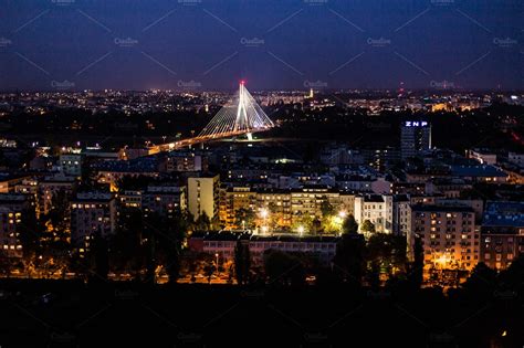 Night skyline of Warsaw | High-Quality Architecture Stock Photos ~ Creative Market