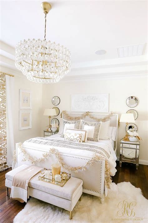 Elegant White and Gold Christmas Bedroom Decor