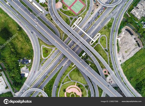 Aerial View Traffic Main City Road Vehicle Transport Concept — Stock Photo © benedixs #236827588