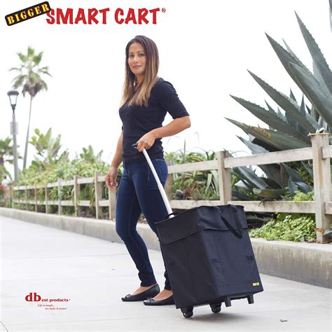 dbest products Bigger Smart Cart, Black Collapsible Rolling Utility Cart Basket Grocery Shopping ...