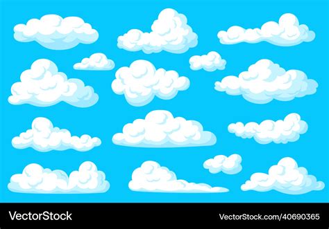 Cartoon fluffy clouds cloud in blue sky panorama Vector Image