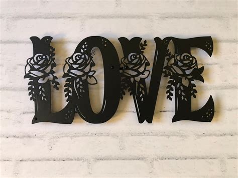 Love Metal Wall Art Floral Love Metal Love Sign Love Quote - Etsy