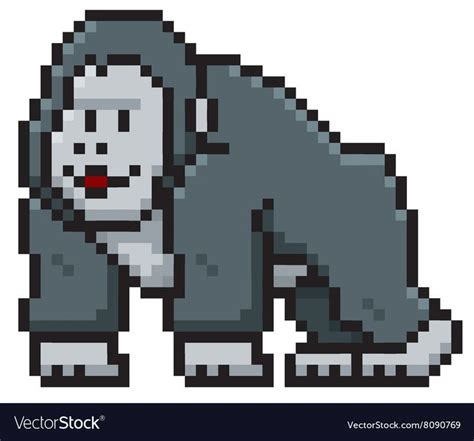 Vector illustration of Gorilla Cartoon - Pixel design. Download a Free Preview or High Quality ...