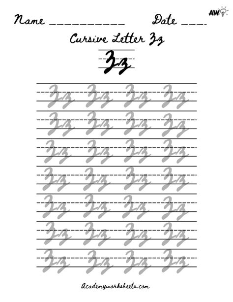 How to Write Z in Cursive? - Academy Worksheets