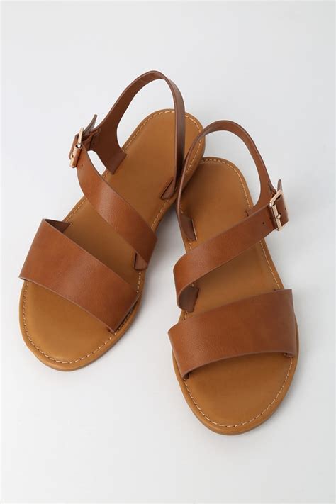 Cute Tan Sandals - Flat Sandals - Cutout Sandals - Vegan Sandals - Lulus