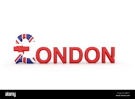 3d illustration Text London with currency symbol Stock Photo - Alamy