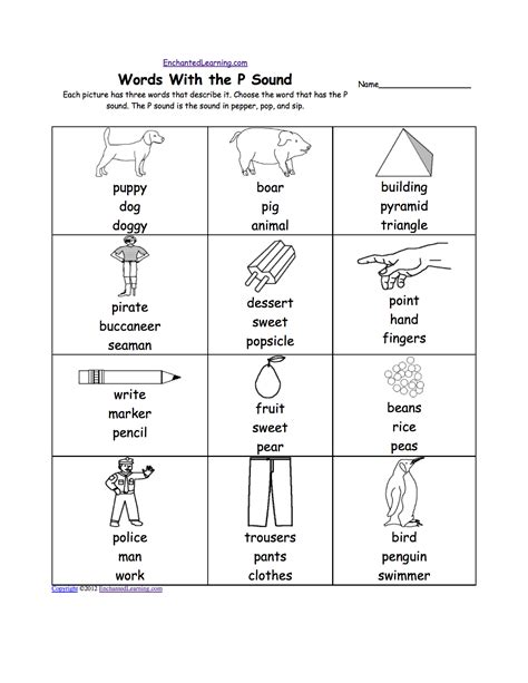 Letter P Alphabet Activities at EnchantedLearning.com | P words, Words, Unscramble words