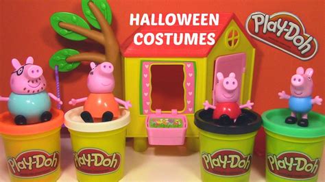 Play Doh Peppa Pig Halloween Costumes Pumpkin Ghost Witch Dinosaur - YouTube