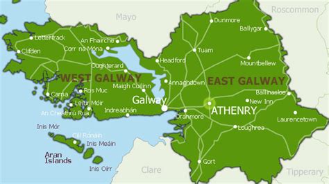 Galway County Map Area - Map of Ireland City Regional Political