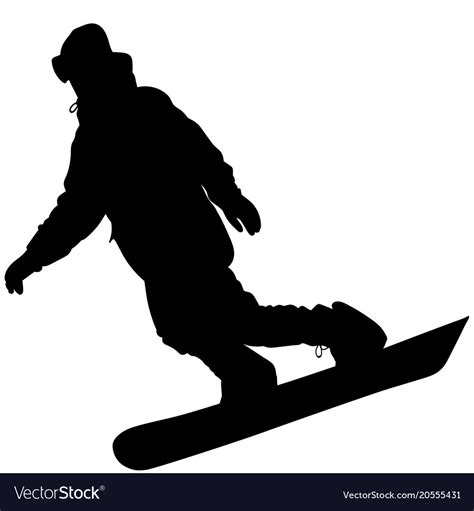 Black silhouette of a snowboarder Royalty Free Vector Image