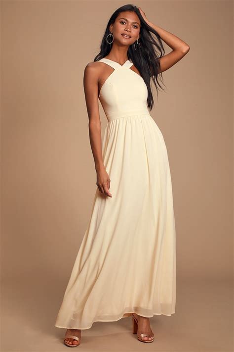 Beautiful Cream Dress - Cream Maxi Dress - Halter Dress - Gown - Lulus