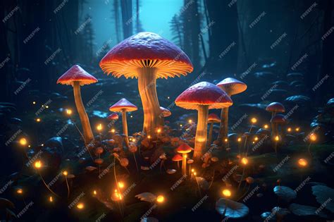 Premium AI Image | Mushrooms in a forest with a forest background