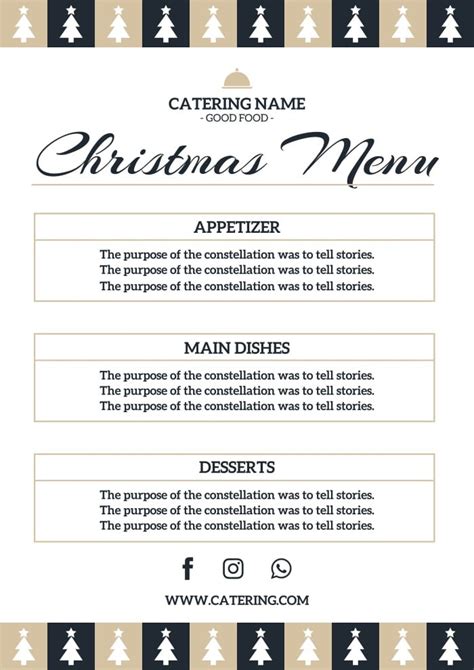 Free Elegant Christmas Catering Menu template to edit