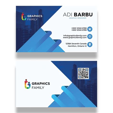 Free Blue Business Card Design Template – GraphicsFamily